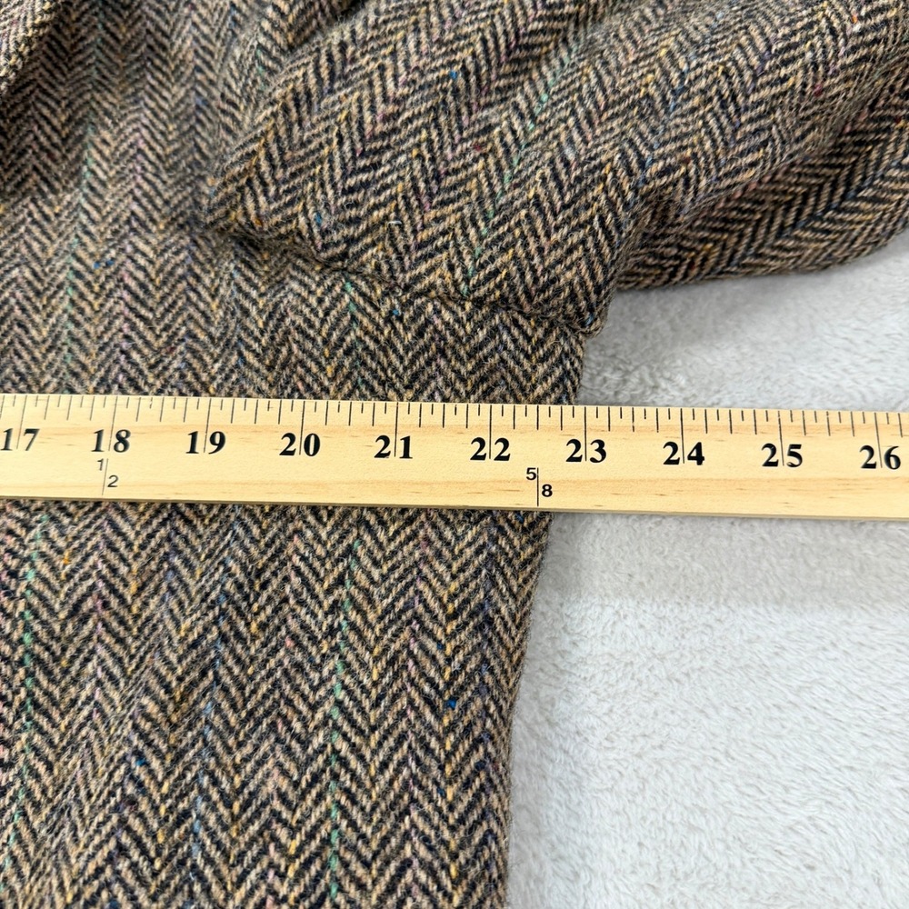Sergio Valente Harris Tweed Men 44L Wool Herringbone Blazer Sport Coat Brown USA - Picture 9 of 14
